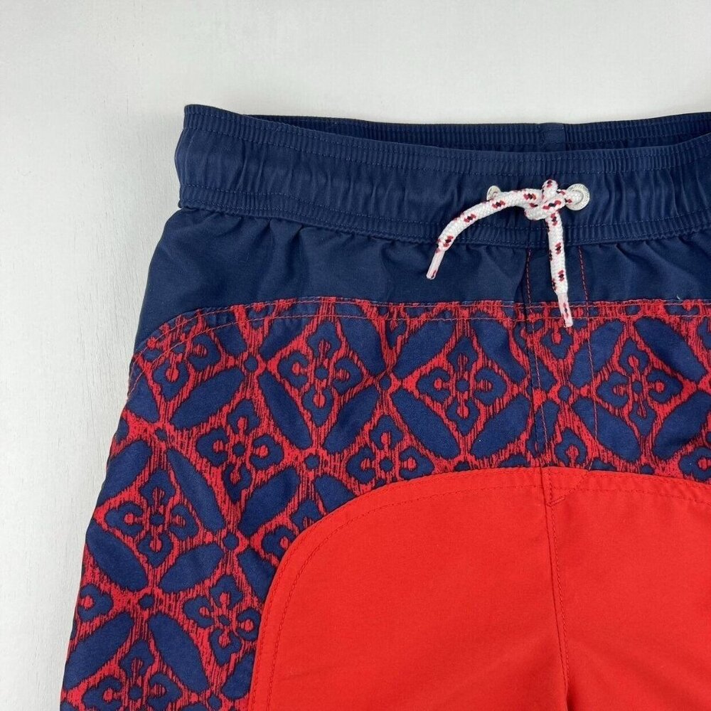 Lands End Color Block Board Shorts In Navy/Red - Picture 3 of 9